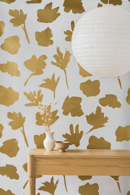 Petals pressed wallpaper in Gold