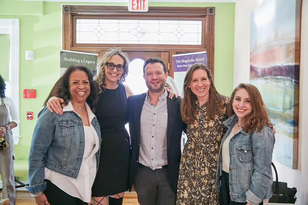 Interiors By Design’s Dennese Guadeloupe Rojas (left) and Jacqueline Butorac (right) with Jane Dagmi, Billy Fisher and Kaitlin Petersen, Business of Home