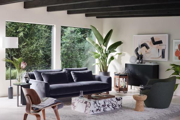 Lecco sofa in Crypton Home Slate Sintra Velvet