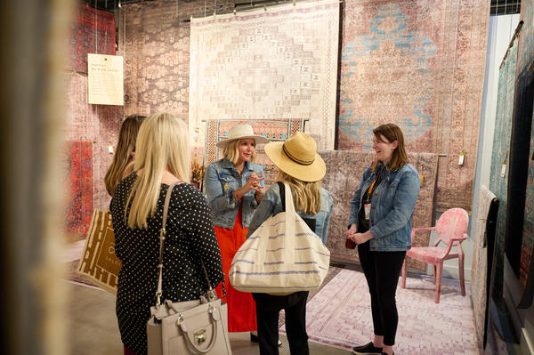 Kate Lester walking interior designers through her debut rug collections