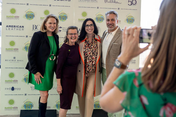Libby Langdon, Susan Inglis, Scarlette Tapp and Thom Filicia, posing for a photo snapped by Laura LaFrenais of Thom Filicia, Inc.