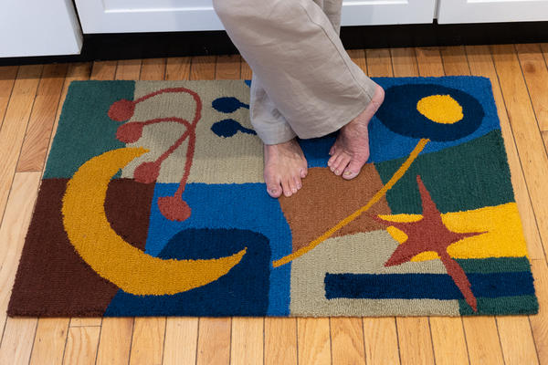 Kitchen rug: installation shot; hand-tufted