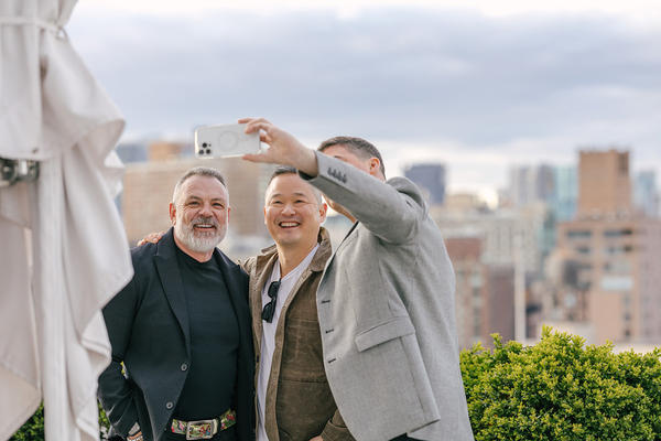 Bob Williams, co-founder of MG+BW (left), Michael Erno, MG+BW (right), and Danny Seo, editor in chief and publisher of Rue and Naturally (center)