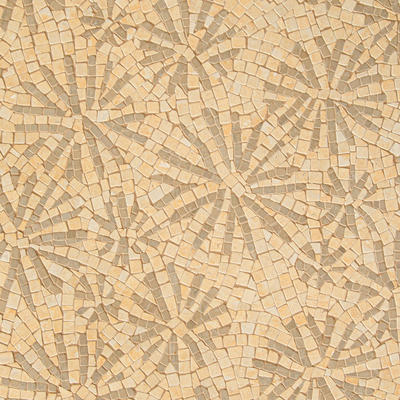 Fossil, a hand-chopped mosaic shown in tumbled Jerusalem Gold and Lagos Gold, is part of the Biome collection by New Ravenna.