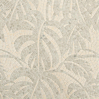 Queen Palm, a hand-cut stone mosaic shown in tumbled Saint Richard and Palomar, is part of the Biome collection for New Ravenna.