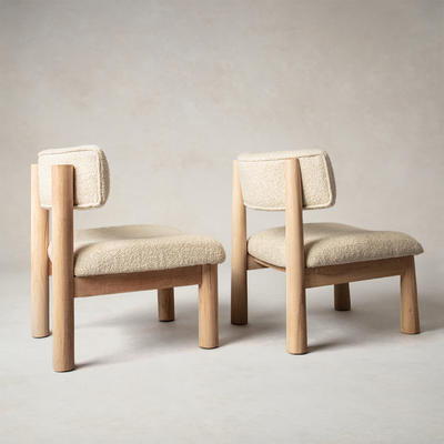 Teddy accent chairs with column (left) and tapered legs
