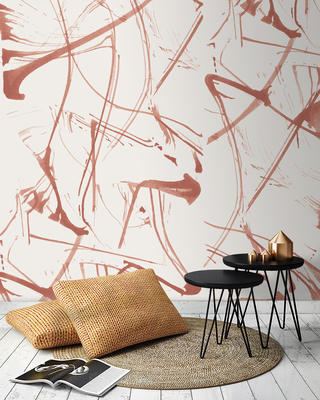 Brushstrokes Azalea repeating wallpaper from the Cuff Studio collection