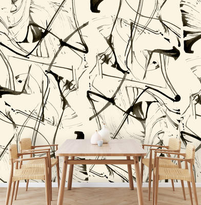 Brushstrokes Black repeating wallpaper from the Cuff Studio collection