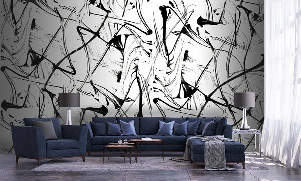 Brushstrokes BW repeating wallpaper from the Cuff Studio collection