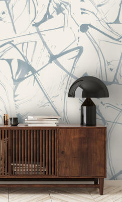 Brushstrokes Sky repeating wallpaper from the Cuff Studio collection