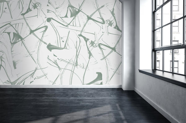 Brushstrokes Sea Glass repeating wallpaper from the Cuff Studio collection