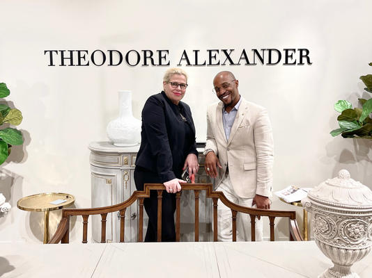Alexa Hampton and Corey Damen Jenkins at the
Theodore Alexander showroom