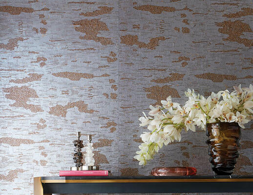 Birch natural wallcovering in Wisteria colorway
