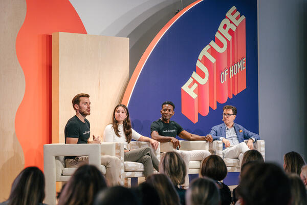Dennis Scully (right) welcomed Caleb Anderson (left) and DeAndre DeVane (second from right) from Well-Designed to the stage. They were joined by wellness educator Amanda Hilton for a deep dive into the importance of implementing a healthier, holistic framework for the design community.
