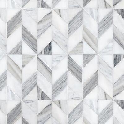 Lancaster, in honed Horizon and Sivec, is a hand-cut mosaic from the Studio Line by New Ravenna.