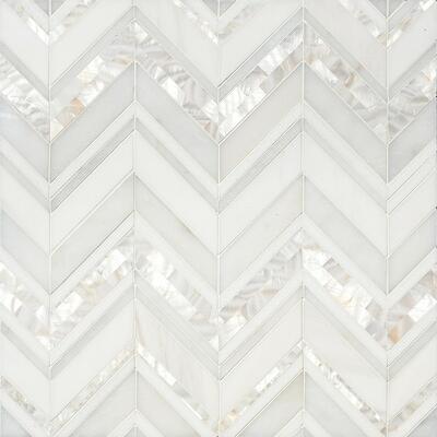 Magdalena, a mosaic in polished Paperwhite, polished Thassos and Shell, from the Studio Line by New Ravenna.