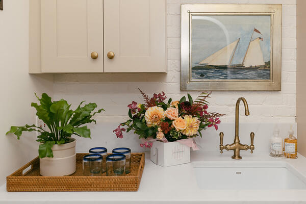 A styled vignette in the kitchen.