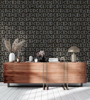 Graced is inspired by worldly travel, with repetitive motifs of the ancient world instilling a sense of order and serenity. The pattern recalls Moroccan antiquity with a decorative element of hand-chiseled tiles set into plaster. 

Colorway: Argent