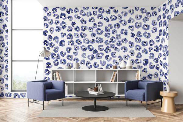 In this allover pattern, Primrose blooms float gently in the background, an evocation of other organic patterns like cellular compositions and animal prints. The flowers are painted onto wet backgrounds before they dry, so the inks stay dense and tonal. The flower centers are further abstracted, referencing the simple form of a nucleus.

Colorway: Lapis