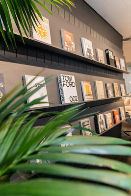 Coco Republic’s San Francisco showroom includes a curated selection of design books.