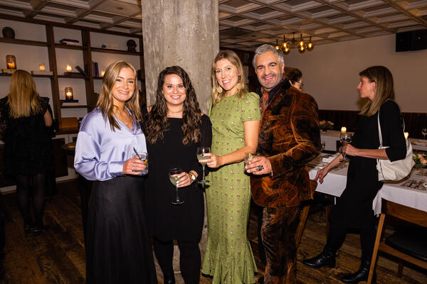 Geremy Whalen,
Megan Klock and Laura Tribbett of Outline Interiors with Martyn Lawrence Bullard 