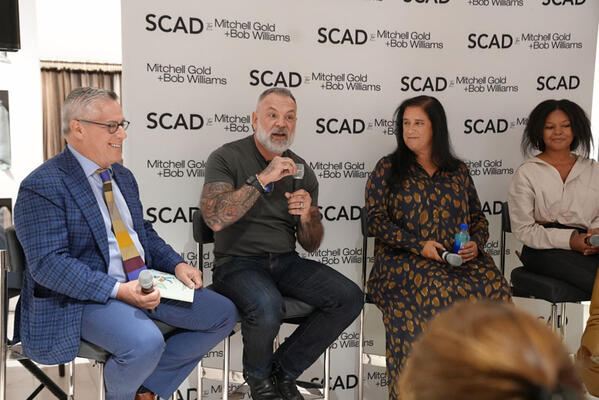 Frederic Spector, associate chair of furniture design at SCAD, Bob Williams, co-founder of Mitchell Gold + Bob Williams, Allison O’Connor, president and CEO of Mitchell Gold + Bob Williams and Dani Arps, co-founder of Artisan
