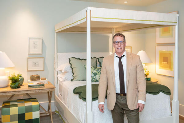 Chris Holt of Holt Interiors designed an upstairs bedroom and bathroom.