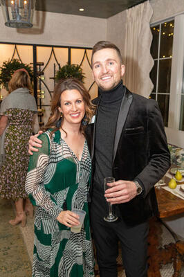 Lauren Deloach of Lauren Deloach Interiors, who designed the dining room, with Rob Gill