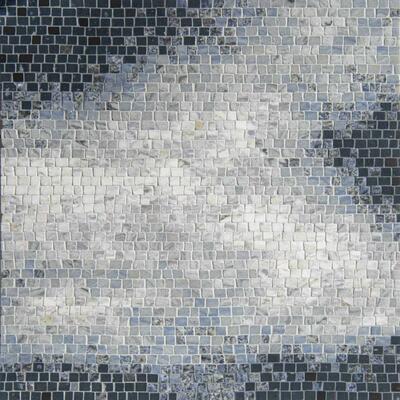 Twilight Mist, a hand-chopped stone mosaic shown in tumbled Nero Marquina, Orchid, Blue Bahia, Blue Macauba, Thunderhead, Cielo and Lavender Mist, is part of the Heritage collection by New Ravenna.