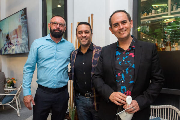 Keven Popp of Janus et Cie with Alex Alonso and Paul Hansen of Mr. Alex Tate