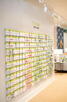 A memo sample wall of Thibaut Tapes & Trims 
