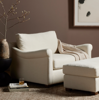 The new Bridges chair and a half offers lounge-worthy size in luxurious Belgian linen. 