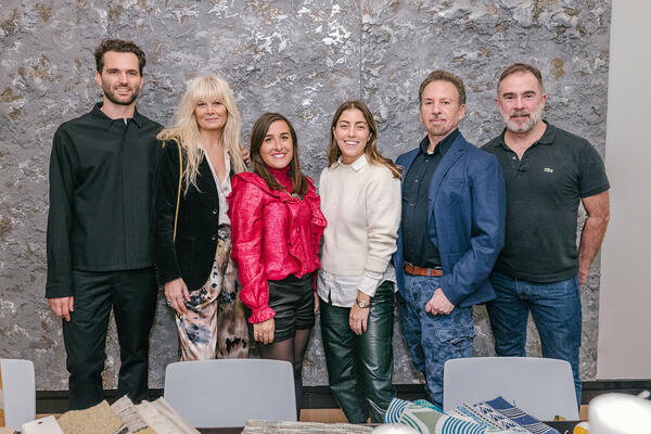 From left: Olivier Thienpont, Ariane Dalle and Jessica Barragan from Élitis, Jackie Simon, Joe Nahem from Fox-Nahem Design and Tom Ambler