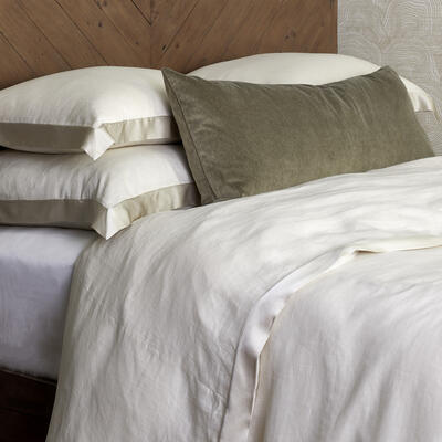 Part of The Met x Ann Gish collection and inspired by a classically layered Japanese dressing gown, Lover’s Kimono combines a soft linen body with a silk charmeuse flange that together create a beautiful drape. Available as a duvet and shams in five colorways, all machine washable. 100% linen with 100% silk trim