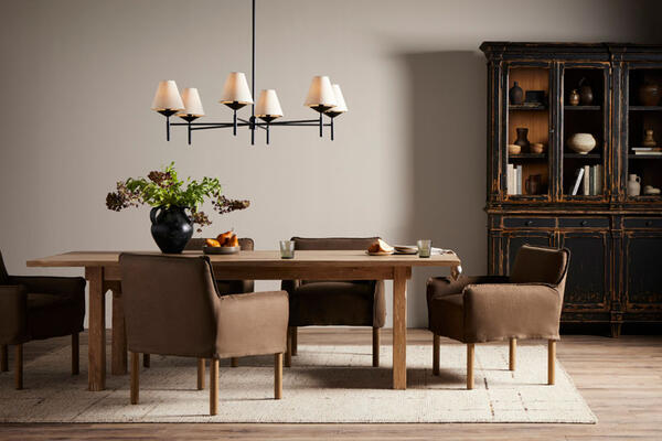 Libeco-sourced, 100% natural linen moves to the dining room on the new Addington slipcover dining armchair  