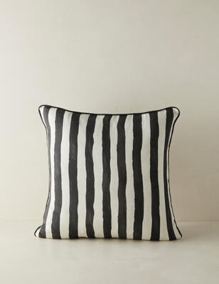 Painterly stripe linen pillow

