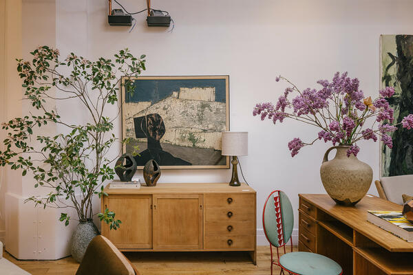 An artfully curated vignette displaying a range of items available for sale at JAM Shop