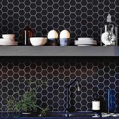 The Viva Tile collection of 20 geometric forms in 24 colors of unglazed porcelain designed as a classic honeycomb pattern. A Heritage Tile collection