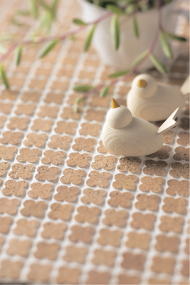 Hanami series unglazed stoneware mosaic featured with Flower pattern in Medium Earth from the Zen+Clay collection, Heritage Tile