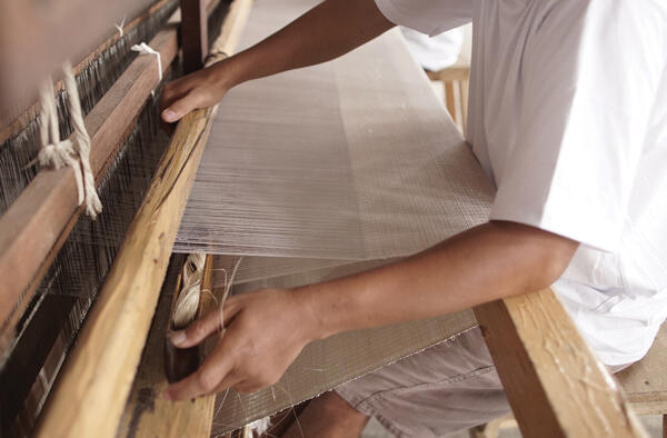 Dash on the loom: Shades are hand-woven to size, up to 180 inches wide