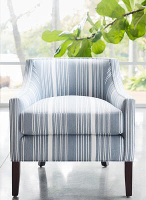 Everett Chair in Kaia Stripe woven fabric. 