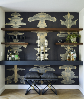 Custom Wallpaper Accent Wall for this Statement Home Bar