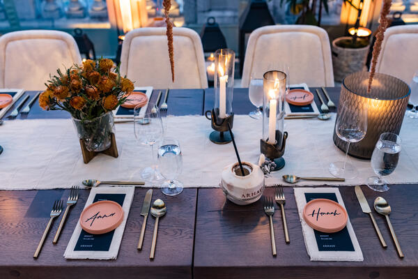 Dinner was served using Arhaus’s fall dining introductions