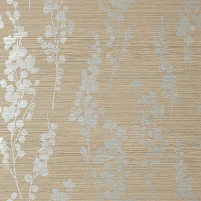 Spring Blooms in Metallic Silver on Taupe