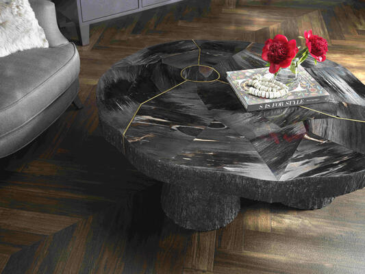 Introducing petrified wood on our Sune coffee table