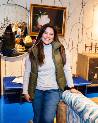 Dallas designer Stephanie Montelongo won second place in the prize drawing—the choice of any piece of furniture from the Designer in Residence space