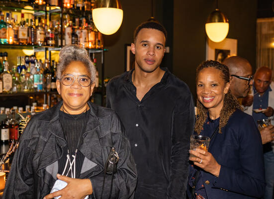 Chris Isles of Pintura Studio with Bridges’s godson Alex Imegwu and his mother, Diane Moss