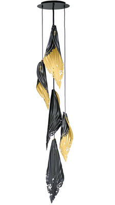 Pierced Blade 5-piece leather pendant, Black/Gold