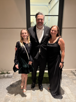Architect Rodolfo Castro with his wife, Kim, and daughter, Julia
