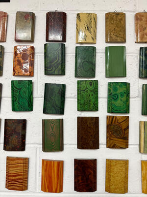 Samples of decorative painting finishes on display at the Isabel O’Neil Studio